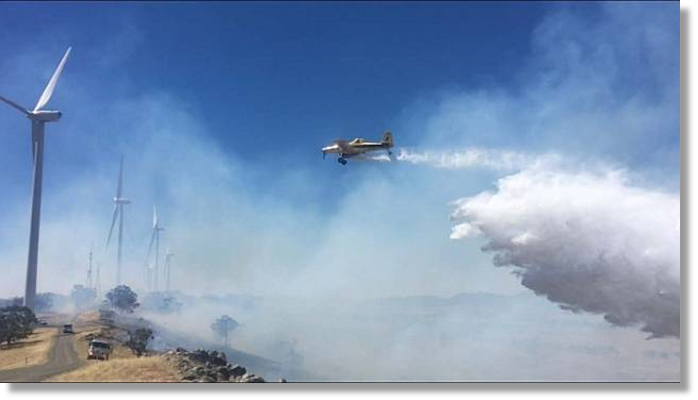 Water bombing aircraft at Waterloo Wind Farm