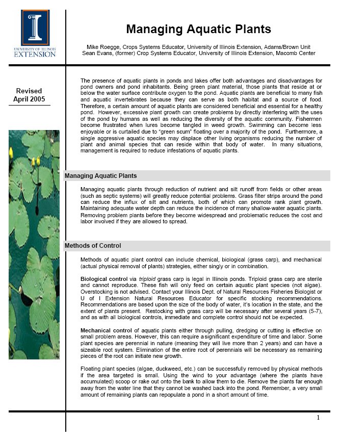 Managing - Identifying Aquatic Plants Illinois Managing - Identifying Aquatic Plants Illinois